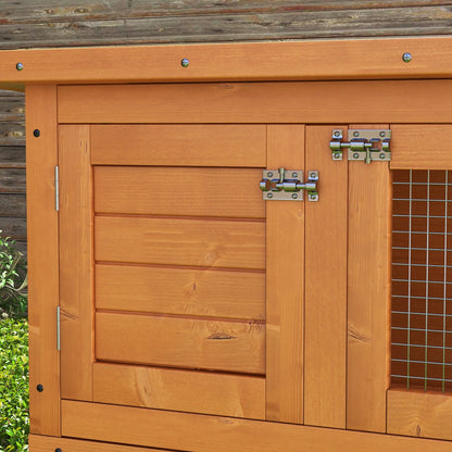 PawHut 2-Tier Wooden Rabbit Hutch | Bunny Cage House 90 x 45 x 90cm