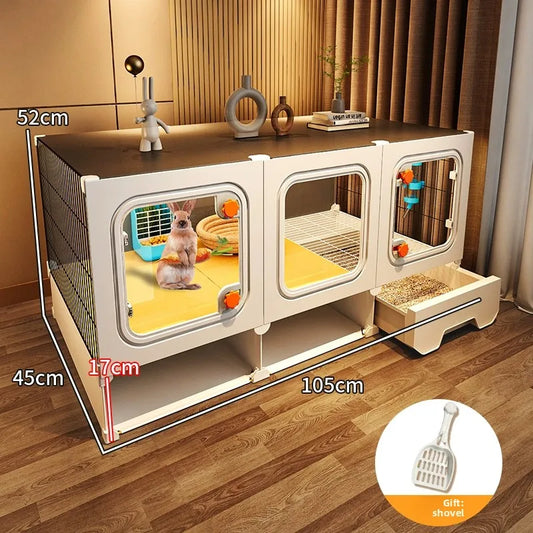 Premium Rabbit Villa Cage | Pull-Out Toilet Drawer for Bunnies