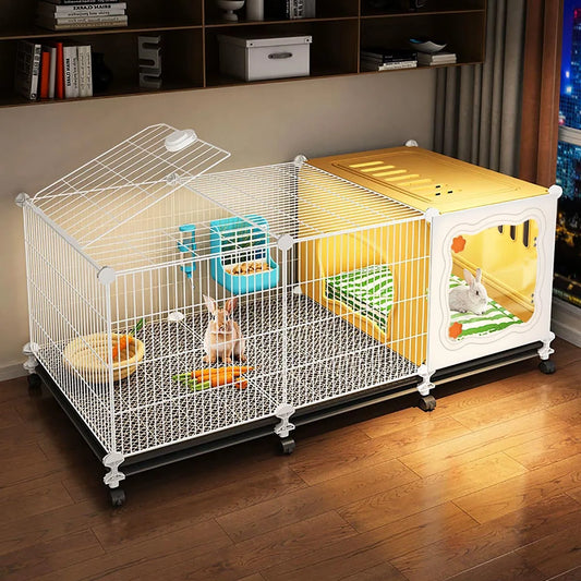 Large Indoor Rabbit Cage | Encrypted Design with Cleaning Tray