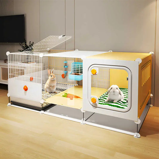 Large Rabbit Iron Fence Cage | Toilet Integrated Villa Cage for Rabbits
