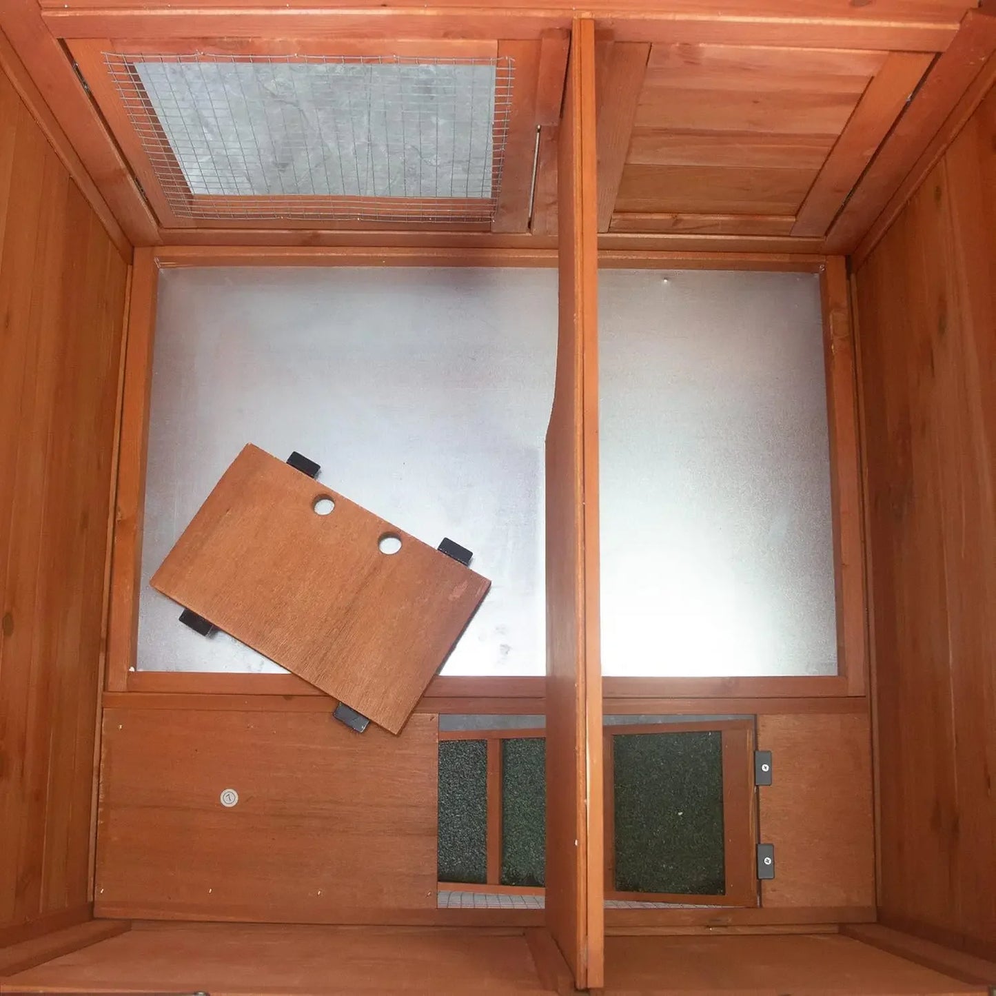 Rabbit Hutch with Run | Elevated Outdoor Bunny House with Ramp & Peak-Hinged Roof