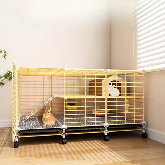 Large Two-Story Rabbit Cage | Metal Wire Hutch with Removable Tray