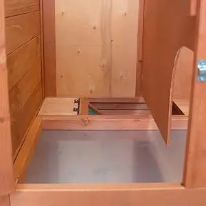 Rabbit Hutch with Run | Elevated Outdoor Bunny House with Ramp & Peak-Hinged Roof