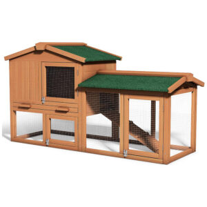 58 inches Large Indoor Outdoor Wooden Rabbit Hutch with Ramp