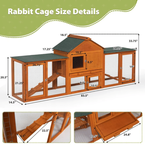 84 Large Indoor Outdoor Waterproof Roof Rabbit Cage Larger Living Space Cage Size Details