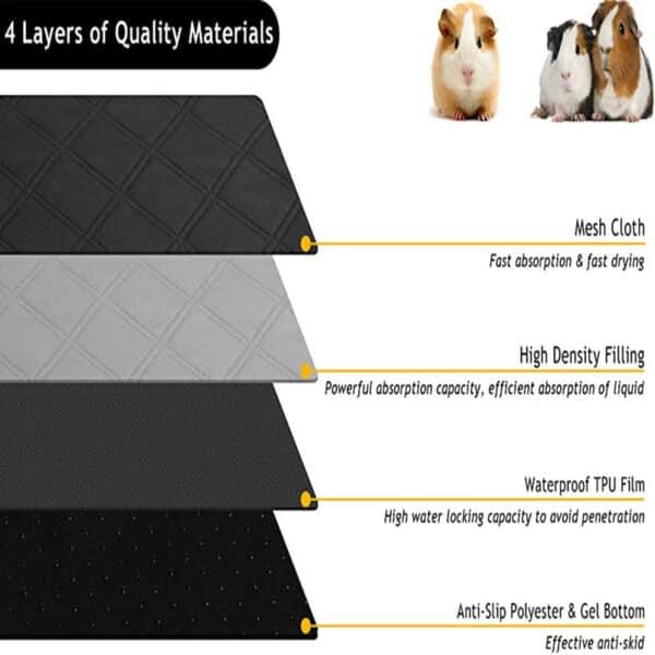 Absorbent Anti-Slip Rabbit Cage Liner Odor Controlling Pee Pads for Rabbit