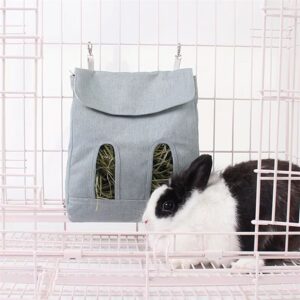 Hanging Pouch Feeder Hay Bag Holder Feeding Dispenser Container for Rabbit