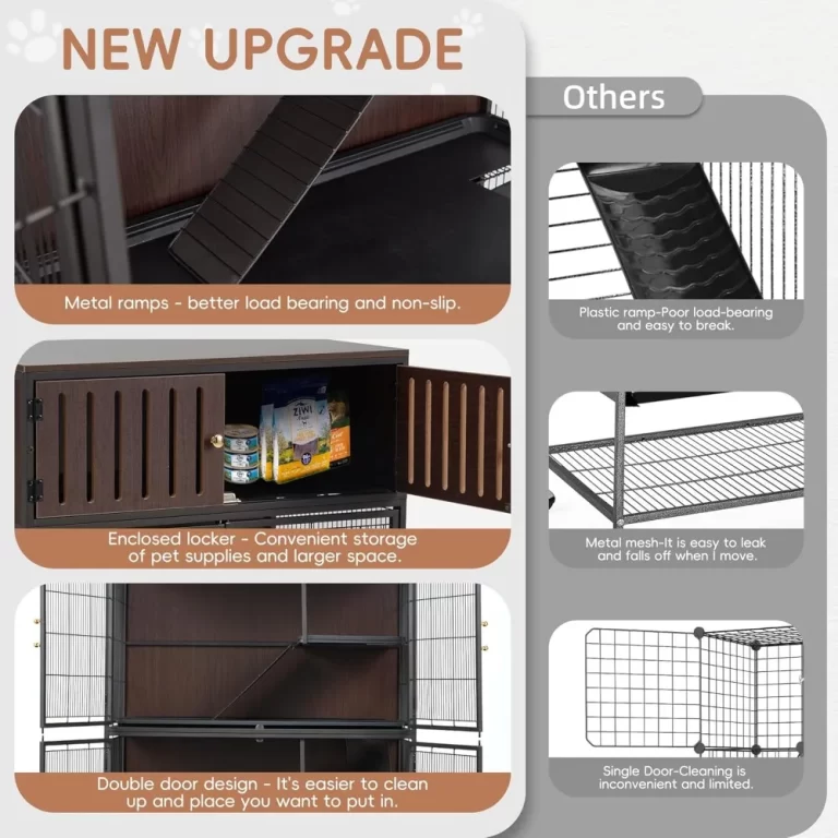Large Metal Bunny Cage on Wheels with Removable Ramps
