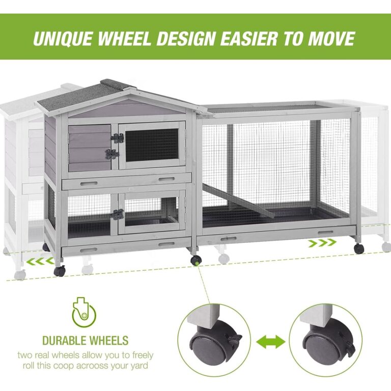 Large Rabbit Outdoor Indoor Cage with Wheels and Removable Pull Out Tray