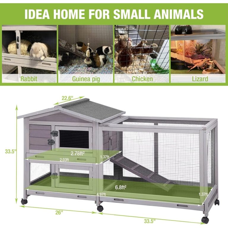 Large Rabbit Outdoor Indoor Cage with Wheels and Removable Pull Out Tray