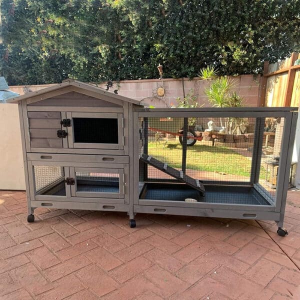 Large Rabbit Outdoor Indoor Cage with Wheels and Removable Pull Out Tray