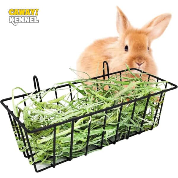 Rabbit Food Basket Grass Rack Rabbit Grass Hay Feeder Rack with Heavy Duty Metal Frame