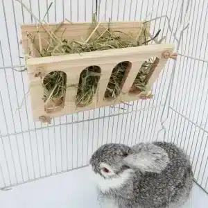 Rabbit Hay Rack Foldable Wooden Hay Feeder Hay Manger For Bunny