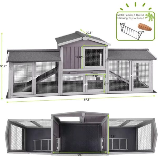 Rabbit Hutch Large Indoor Outdoor Bunny Cage with Removable PVC Layer, Easy Clean