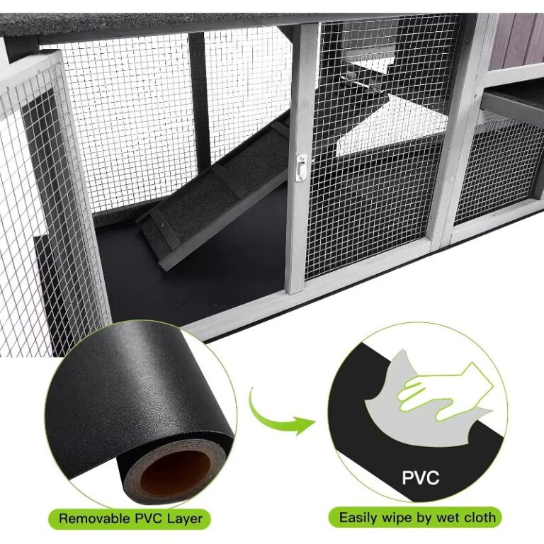 Rabbit Hutch Large Indoor Outdoor Bunny Cage with Removable PVC Layer, Easy Clean