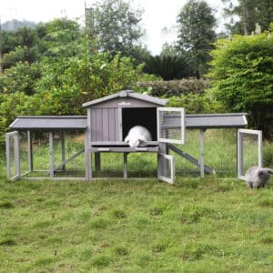 Rabbit Hutch Large Indoor Outdoor Bunny Cage with Removable PVC Layer, Easy Clean