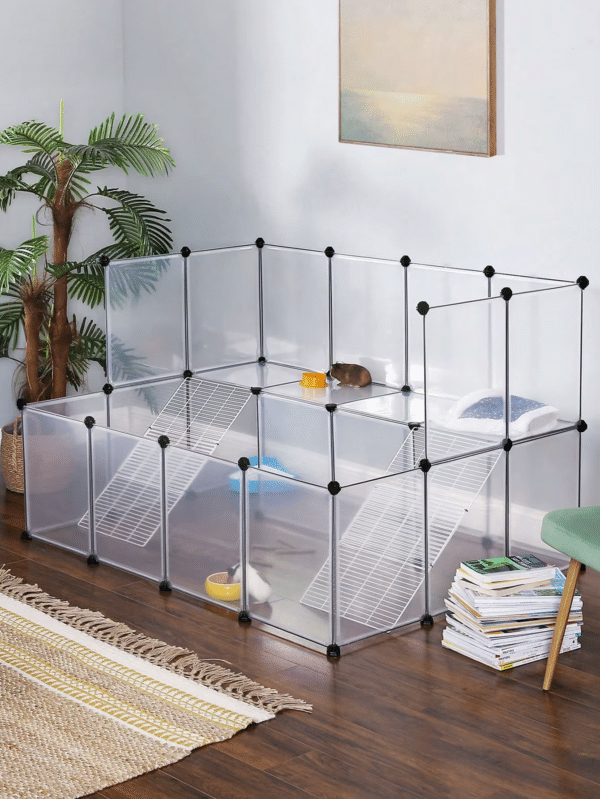 Rabbit Playpen With Dense Ramp, Large Exercise Enclosure With Stairs, DIY Plastic Modu