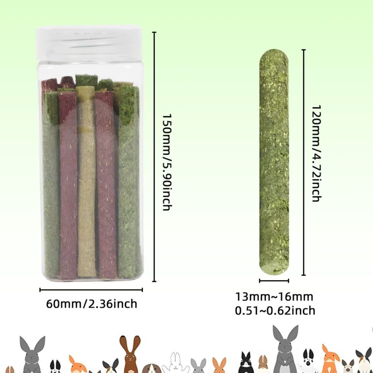 Wolinpet 25 Pcs Timothy Hay Sticks Rabbit Chew Toys for Teeth Natural Molar Sticks Rabbits Treats for Bunnies